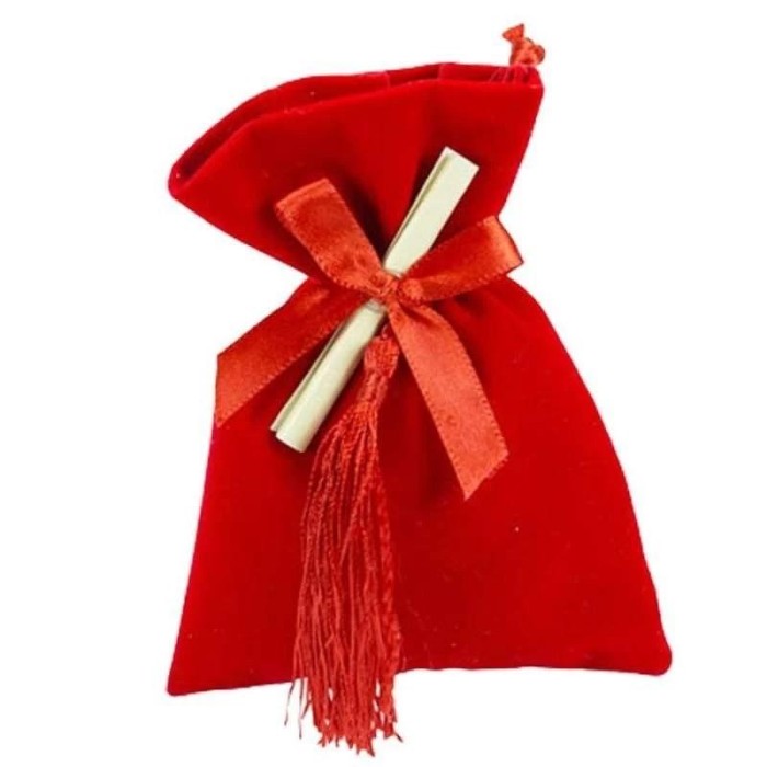 SACCHETTO VELLUTINO LAUREA ROSSO